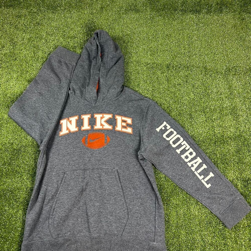 Nike Men's Grey and Blue Hoodie
